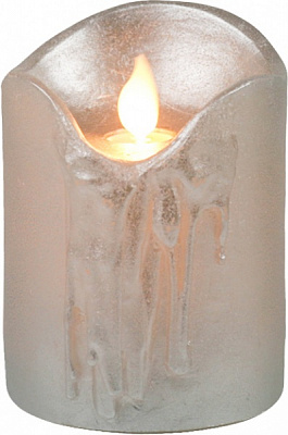 Декорация новогодняя Свеча светодиодная 7,5х10 см серебряный