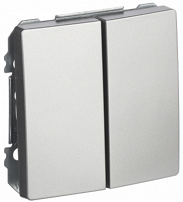 Вимикач прохідний двоклавішний Siemens Style без підсвітки платина металік 5TG72701PM00