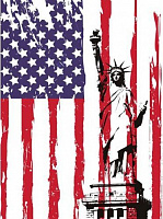 Постер Статуя на фоне флага Америки