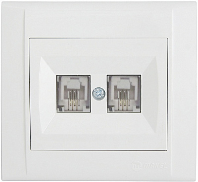 Розетка телефонна подвійна Makel Defne білий 42001034