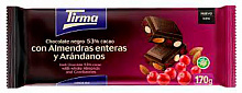Шоколад Tirma з цільним мигдалем та журавлиною 170г