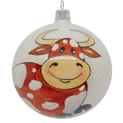 Куля новорічна d80 веселий бичок 31177/9458