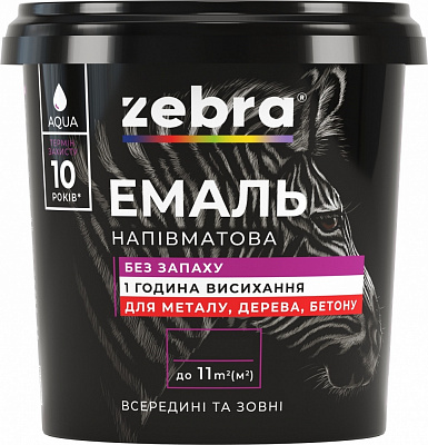 Емаль акрилова універсальна ZEBRA транспарентна база (TR) напівмат 0,65кг
