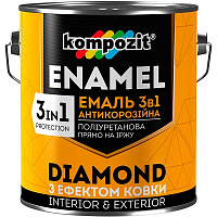 Эмаль Kompozit антикоррозионная 3 в 1 DIAMOND черный металлический 0,65л