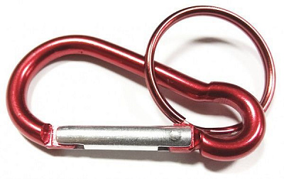 Комплект карабін 48х24х4 мм + кільце 25х1,5 мм червоний