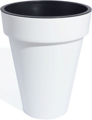 Горшок пластиковый Prosperplast Cube slim 2 в 1 круглый 55л белый (74952-449) 