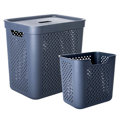 Корзина для белья Алеана Simple с органайзером 35 л гранит