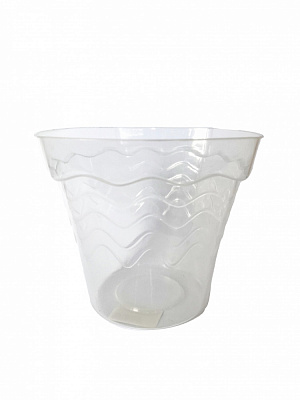 Кашпо для орхідей пластик Хвиля D184 фігурний білий/прозорий 2 л