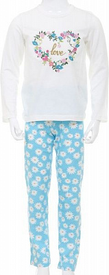 Піжама для дівчаток Danaya р.110 білий/блакитний B19-121