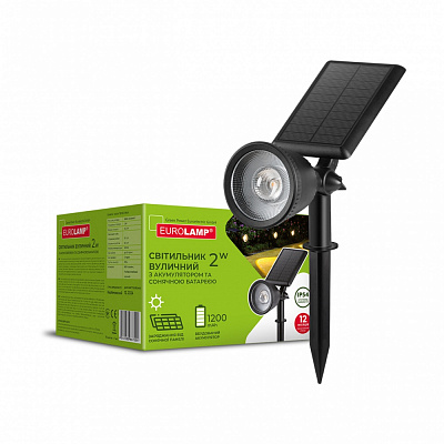 Светильник на солнечной батарее Eurolamp 2 Вт IP54 черный LED-2W/6500K(S4)