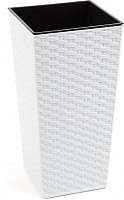 Горщик пластиковий Lamela Фінезія 400 з вкладом ротанг квадратний 20л білий 