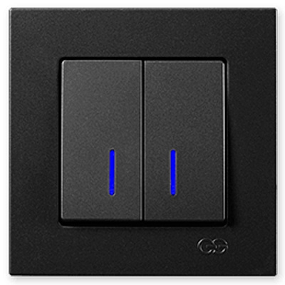 Вимикач двоклавішний Gunsan Eqona з підсвіткою чорний 01 40 34 00 100 104