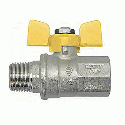 Кран шаровой Gross Optimal Ду15 ½ В-Н бабочка желтый