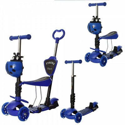 Самокат-трансформер iTrike MAXI 5в1 черно-синий JR3-026-DBL 