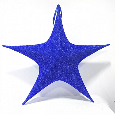 Декорация новогодняя Звезда с блестками синяя Z65B 65 см 