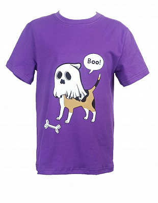 Футболка для девочек/для мальчиков WP Merchandise Halloween Собака-призрак р.128–134 фиолетовый 22134 