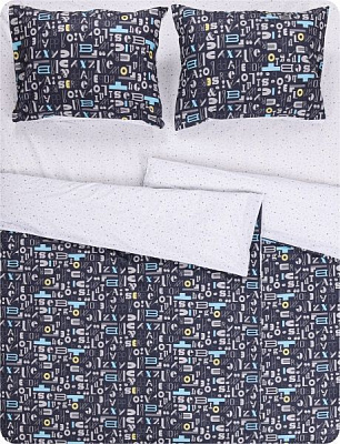 Комплект постільної білизни alphabet сімейний темно-сірий La Nuit