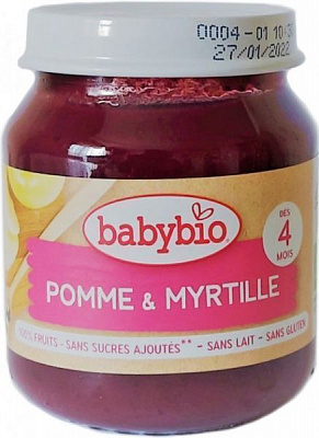 Пюре Babybio з яблука та чорниці 130г 51074