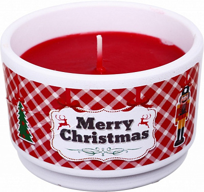 Свеча керамическая 70х50 красная Рождество 220 г. Admit Pako-If