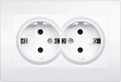 Розетка подвійна із заземленням ABB Cosmo без шторок білий 632-010200-907