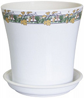 Горшок керамический Ориана-Запорожкерамика Вуаль золотая лоза круглый 1л белый (071-1-040) 