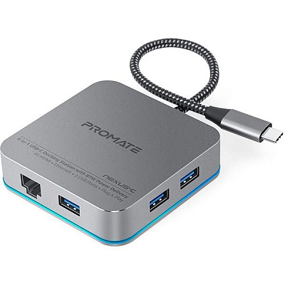 USB-хаб Promate Nexus-C USB-C PD/HDMI/3xUSB 3.0/RJ45 Grey