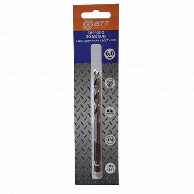 Свердло по металу A.T.T. 6,0 мм з шестигранним хвостовиком 1,4