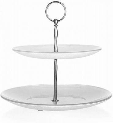 Фруктовница двухъярусная стеклянная 23 см Arlene Banquet 