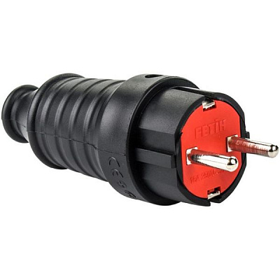 Вилка Fetih з заземленням каучукова чорна