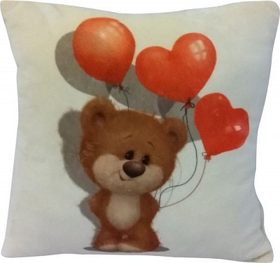 Подушка декоративная Валентинка Медвежонок с шариками 28x28 см СЕЛЕНА 