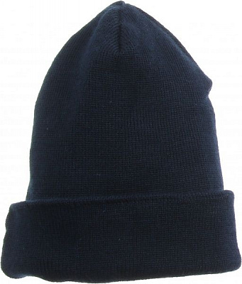 Шапка подвійна з відворотом напіввовняна синій