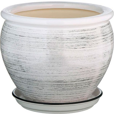 Горшок керамический Ориана-Запорожкерамика Вьетнам №3 глянец круглый 5л белый/в полоску (011-3-123) 