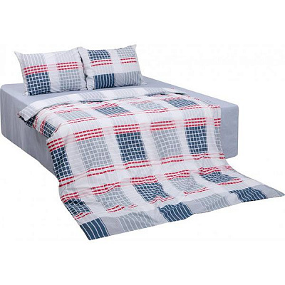 Комплект постельного белья Бристоль 2,0 бело-красно-синий UP! (Underprice) 