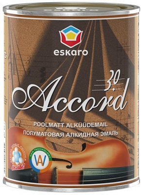 Емаль Eskaro алкідна Accord 30 білий напівмат 0,9л