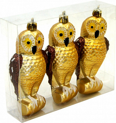 Декорация новогодняя Xinchang Trust-Worthy Import & Export Co Сова 12 см золотисто-коричневая 12,3 см T21-31