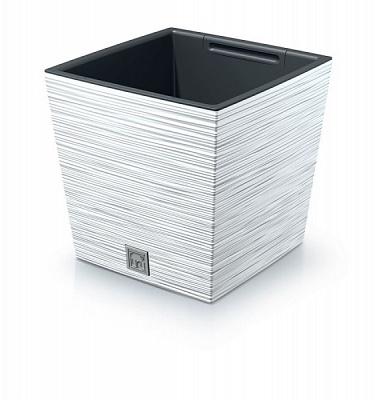 Горщик для квітів Prosperplast Furu 300 мм низький з вкладишем білий квадратний 14 л (57482-449)