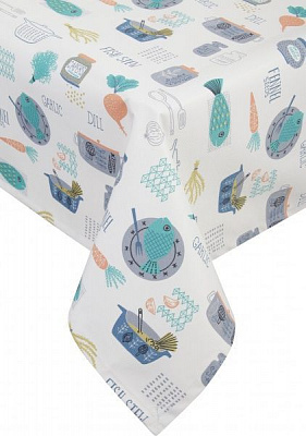 Скатертина Fish 145x260 см білий із принтом La Nuit