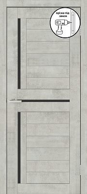 Дверне полотно ОМіС Lego 01.1 BG (з фрезеруванням п/з 96/85) ПО чорне скло 800 мм цемент