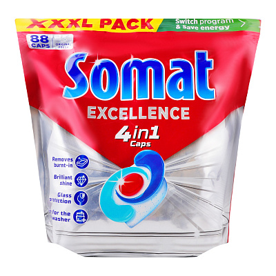 Капсули для посудомийних машин Somat Excellence 4-в-1 НОВИНКА 88 шт.