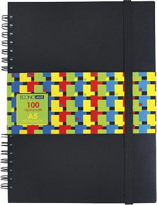 Блокнот А4 клітикна, 100 л, бічна спіраль, пластикова обкладинка E20323 Economix