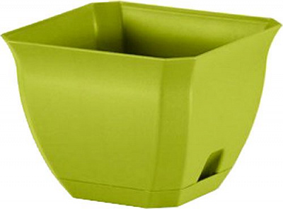 Горшок пластиковый NOLEKS с подставкой Луна 14х14 см квадратный 1,3 л киви 