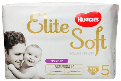 Подгузники-трусики Huggies Elite Soft Platinum Mega 5 12-17 кг 30 шт.
