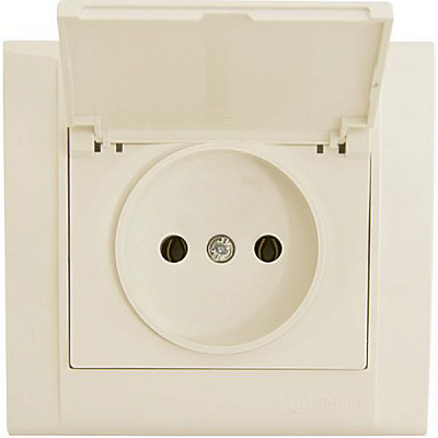 Розетка с заземлением Makel Manolya с крышкой слоновая кость 41010029