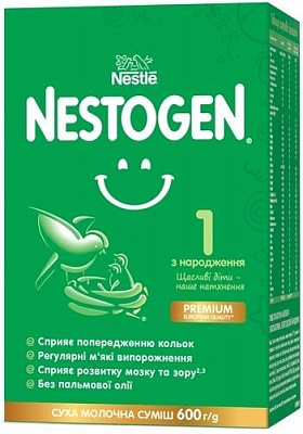 Сухая молочная смесь Nestle Nestogen для детей с рождения с лактобактериями 1 L.Reuteri 600г 7613287103680