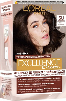 Краска L'Oreal Paris Excellence Crème Universal Nudes 3U универсальный темно-каштановый 192 мл