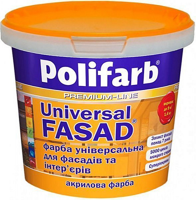 Фарба акрилова Polifarb Універсалфасад мат білий 1.4кг