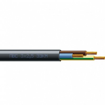 Кабель ЗЗКМ силовий багатожильний ПВС чорний 3х2,5 мідь