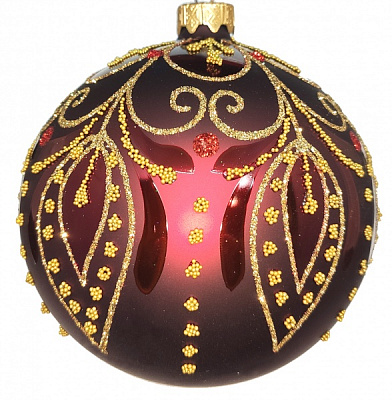 Шар новогодний Турция 100 мм красный 9212