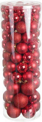 Набор елочных шаров пластикових червоний 5-6-8 см 109 шт./уп. 