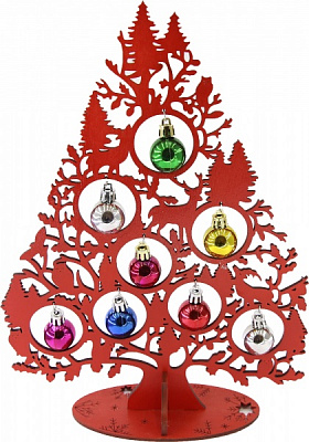 Украшение новогоднее Елочка украшенная красными шарами 35 см разноцветный 1220284